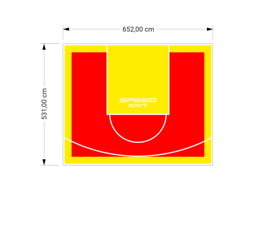 35M2/531X652CM CZERWONO-ŻÓŁTE BOISKO DO KOSZYKÓWKI SPEEDSPORT HEXA POWER PRO