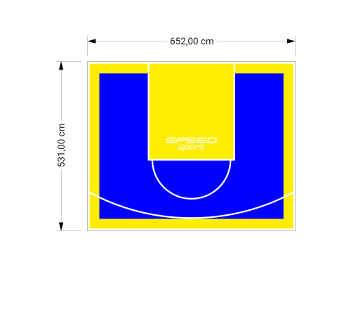 35M2/531X652CM NIEBIESKO-ŻÓŁTE BOISKO DO KOSZYKÓWKI SPEEDSPORT HEXA POWER PRO