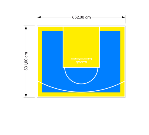 35M2/531X652CM BŁĘKITNO-ŻÓŁTE BOISKO DO KOSZYKÓWKI SPEEDSPORT HEXA POWER PRO