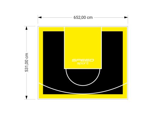 35M2/531X652CM CZARNO-ŻÓŁTE BOISKO DO KOSZYKÓWKI SPEEDSPORT HEXA POWER PRO