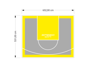 35M2/531X652CM SZARO-ŻÓŁTE BOISKO DO KOSZYKÓWKI SPEEDSPORT HEXA POWER PRO