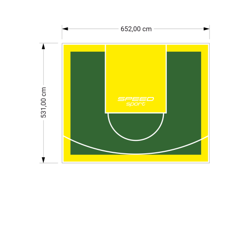 35M2/531X652CM ZIELONO-ŻÓŁTE BOISKO DO KOSZYKÓWKI SPEEDSPORT HEXA POWER PRO