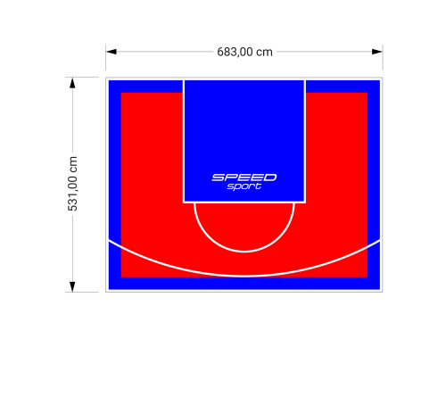 36M2/531X683CM CZERWONO-NIEBIESKIE BOISKO DO KOSZYKÓWKI SPEEDSPORT HEXA POWER PRO