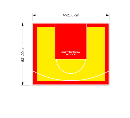 35M2/531X652CM ŻÓŁTO-CZERWONE BOISKO DO KOSZYKÓWKI SPEEDSPORT HEXA POWER PRO