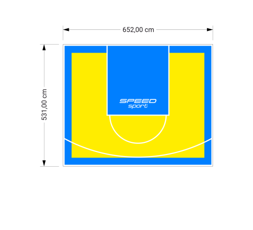 35M2/531X652CM ŻÓŁTO-BŁĘKITNE BOISKO DO KOSZYKÓWKI SPEEDSPORT HEXA POWER PRO