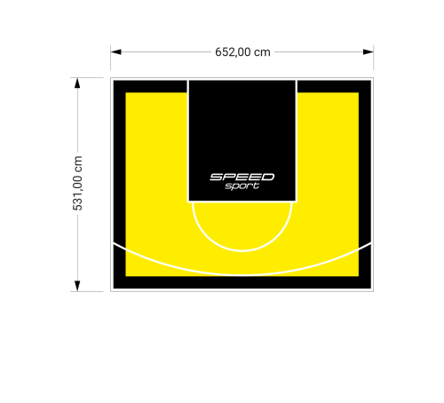 35M2/531X652CM ŻÓŁTO-CZARNE BOISKO DO KOSZYKÓWKI SPEEDSPORT HEXA POWER PRO
