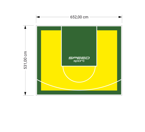 35M2/531X652CM ŻÓŁTO-ZIELONE BOISKO DO KOSZYKÓWKI SPEEDSPORT HEXA POWER PRO