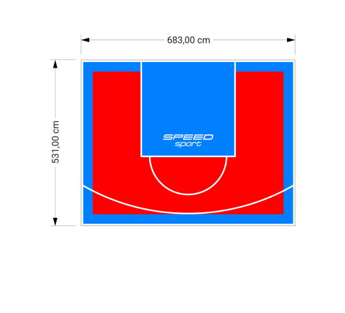 36M2/531X683CM CZERWONO-BŁĘKITNE BOISKO DO KOSZYKÓWKI SPEEDSPORT HEXA POWER PRO