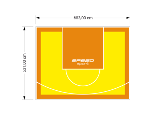 36M2/531X683CM ŻÓŁTO-POMARAŃCZOWE BOISKO DO KOSZYKÓWKI SPEEDSPORT HEXA POWER PRO