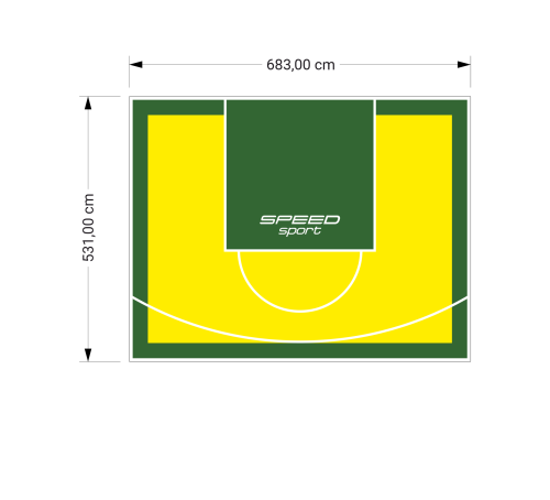 36M2/531X683CM ŻÓŁTO-ZIELONE BOISKO DO KOSZYKÓWKI SPEEDSPORT HEXA POWER PRO