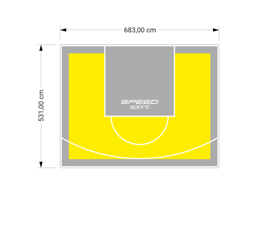 36M2/531X683CM ŻÓŁTO-SZARE BOISKO DO KOSZYKÓWKI SPEEDSPORT HEXA POWER PRO