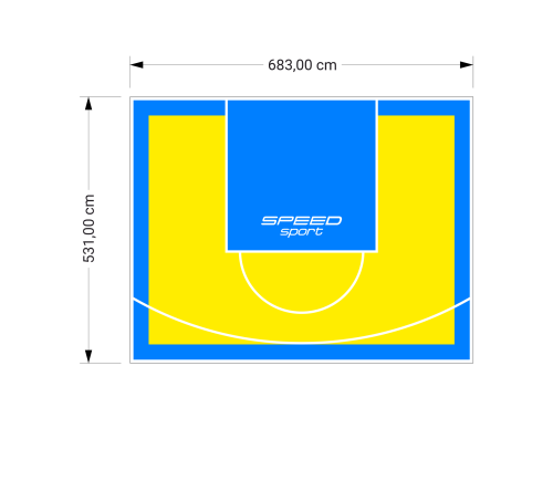 36M2/531X683CM ŻÓŁTO-BŁĘKITNE BOISKO DO KOSZYKÓWKI SPEEDSPORT HEXA POWER PRO