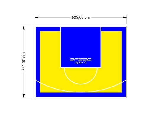 36M2/531X683CM ŻÓŁTO-NIEBIESKIE BOISKO DO KOSZYKÓWKI SPEEDSPORT HEXA POWER PRO