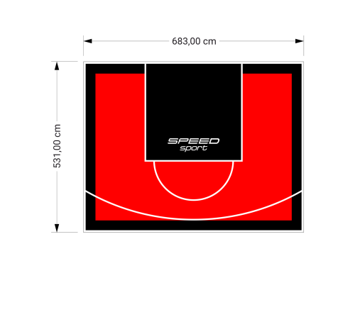 36M2/531X683CM CZERWONO-CZARNE BOISKO DO KOSZYKÓWKI SPEEDSPORT HEXA POWER PRO