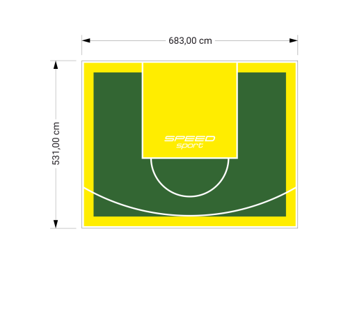 36M2/531X683CM ZIELONO-ŻÓŁTE BOISKO DO KOSZYKÓWKI SPEEDSPORT HEXA POWER PRO