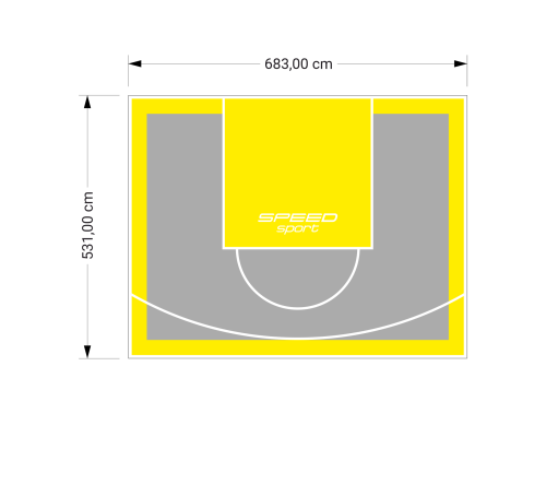 36M2/531X683CM SZARO-ŻÓŁTE BOISKO DO KOSZYKÓWKI SPEEDSPORT HEXA POWER PRO
