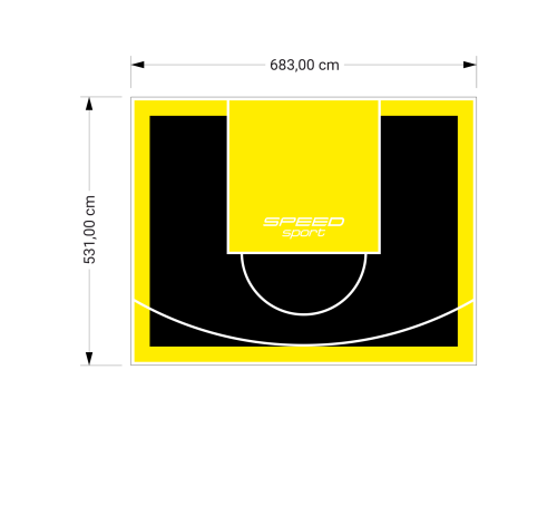 36M2/531X683CM CZARNO-ŻÓŁTE BOISKO DO KOSZYKÓWKI SPEEDSPORT HEXA POWER PRO