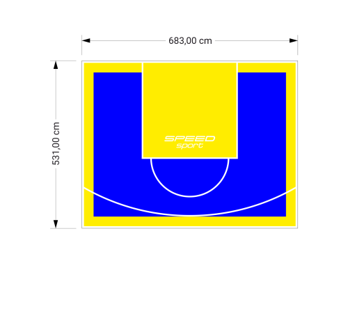 36M2/531X683CM NIEBIESKO-ŻÓŁTE BOISKO DO KOSZYKÓWKI SPEEDSPORT HEXA POWER PRO
