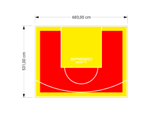 36M2/531X683CM CZERWONO-ŻÓŁTE BOISKO DO KOSZYKÓWKI SPEEDSPORT HEXA POWER PRO