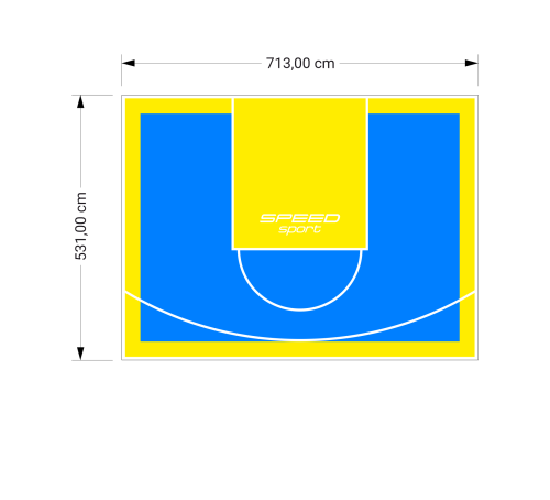 38M2/531X713CM BŁĘKITNO-ŻÓŁTE BOISKO DO KOSZYKÓWKI SPEEDSPORT HEXA POWER PRO