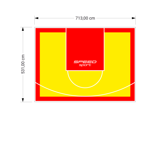 38M2/531X713CM ŻÓŁTO-CZERWONE BOISKO DO KOSZYKÓWKI SPEEDSPORT HEXA POWER PRO
