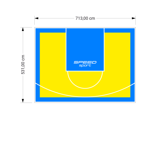 38M2/531X713CM ŻÓŁTO-BŁĘKITNE BOISKO DO KOSZYKÓWKI SPEEDSPORT HEXA POWER PRO