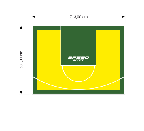 38M2/531X713CM ŻÓŁTO-ZIELONE BOISKO DO KOSZYKÓWKI SPEEDSPORT HEXA POWER PRO