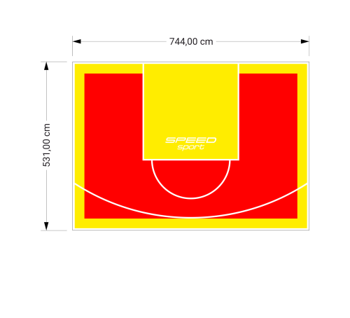40M2/531X744CM CZERWONO-ŻÓŁTE BOISKO DO KOSZYKÓWKI SPEEDSPORT HEXA POWER PRO