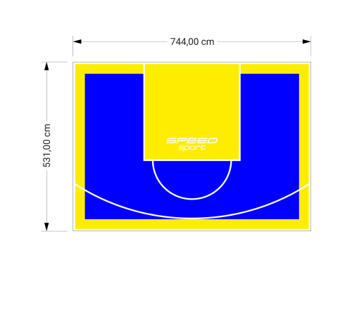 40M2/531X744CM NIEBIESKO-ŻÓŁTE BOISKO DO KOSZYKÓWKI SPEEDSPORT HEXA POWER PRO