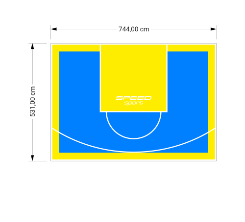 40M2/531X744CM BŁĘKITNO-ŻÓŁTE BOISKO DO KOSZYKÓWKI SPEEDSPORT HEXA POWER PRO
