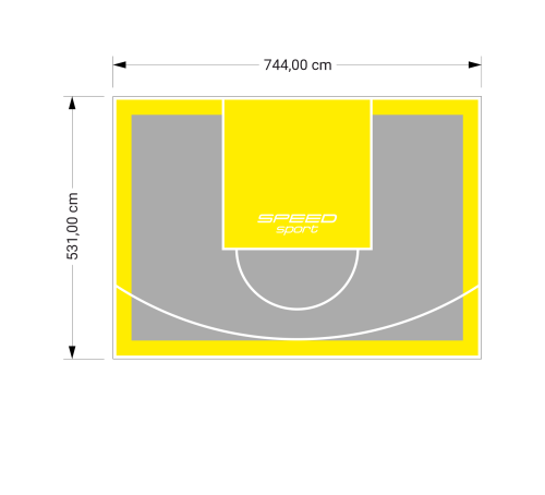 40M2/531X744CM SZARO-ŻÓŁTE BOISKO DO KOSZYKÓWKI SPEEDSPORT HEXA POWER PRO