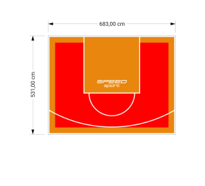 36M2/531X683CM CZERWONO-POMARAŃCZOWE BOISKO DO KOSZYKÓWKI SPEEDSPORT HEXA POWER PRO