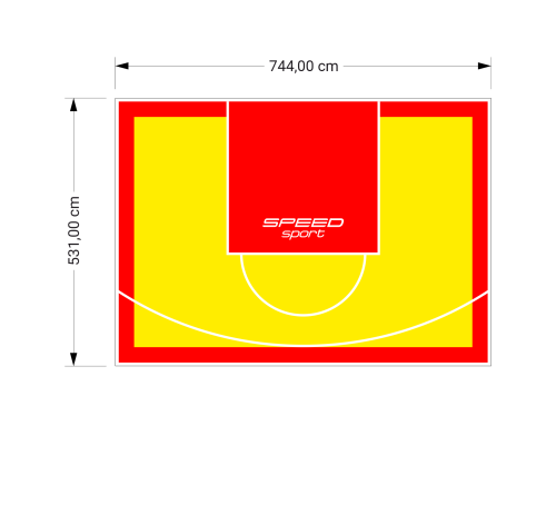 40M2/531X744CM ŻÓŁTO-CZERWONE BOISKO DO KOSZYKÓWKI SPEEDSPORT HEXA POWER PRO