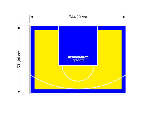 40M2/531X744CM ŻÓŁTO-NIEBIESKIE BOISKO DO KOSZYKÓWKI SPEEDSPORT HEXA POWER PRO
