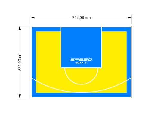 40M2/531X744CM ŻÓŁTO-BŁĘKITNE BOISKO DO KOSZYKÓWKI SPEEDSPORT HEXA POWER PRO