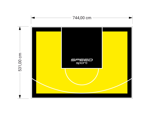 40M2/531X744CM ŻÓŁTO-CZARNE BOISKO DO KOSZYKÓWKI SPEEDSPORT HEXA POWER PRO