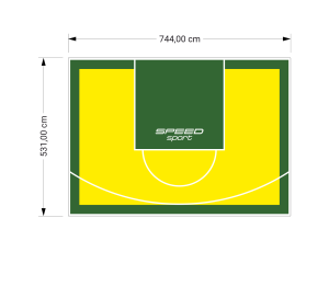 40M2/531X744CM ŻÓŁTO-ZIELONE BOISKO DO KOSZYKÓWKI SPEEDSPORT HEXA POWER PRO