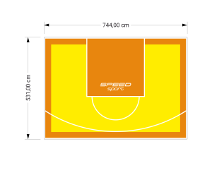 40M2/531X744CM ŻÓŁTO-POMARAŃCZOWE BOISKO DO KOSZYKÓWKI SPEEDSPORT HEXA POWER PRO