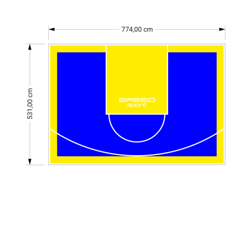 41M2/531X774CM NIEBIESKO-ŻÓŁTE BOISKO DO KOSZYKÓWKI SPEEDSPORT HEXA POWER PRO