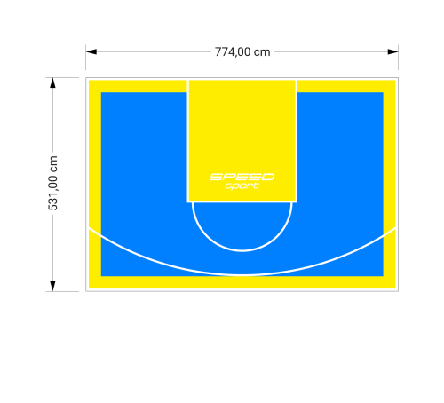 41M2/531X774CM BŁĘKITNO-ŻÓŁTE BOISKO DO KOSZYKÓWKI SPEEDSPORT HEXA POWER PRO