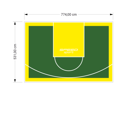 41M2/531X774CM ZIELONO-ŻÓŁTE BOISKO DO KOSZYKÓWKI SPEEDSPORT HEXA POWER PRO
