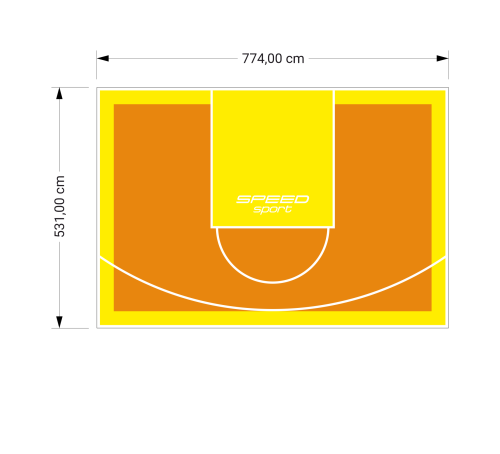 41M2/531X774CM POMARAŃCZOWO-ŻÓŁTE BOISKO DO KOSZYKÓWKI SPEEDSPORT HEXA POWER PRO