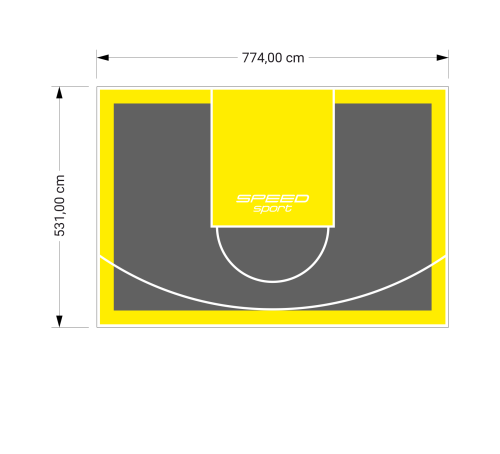 41M2/531X774CM GRAFITOWO-ŻÓŁTE BOISKO DO KOSZYKÓWKI SPEEDSPORT HEXA POWER PRO