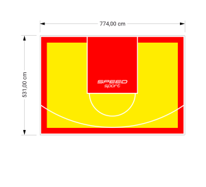 41M2/531X774CM ŻÓŁTO-CZERWONE BOISKO DO KOSZYKÓWKI SPEEDSPORT HEXA POWER PRO