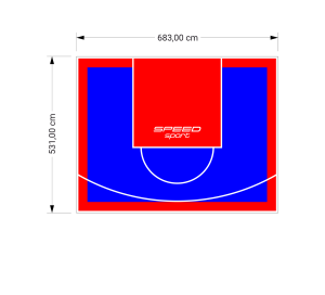 36M2/531X683CM NIEBIESKO-CZERWONE BOISKO DO KOSZYKÓWKI SPEEDSPORT HEXA POWER PRO