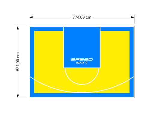 41M2/531X774CM ŻÓŁTO-BŁĘKITNE BOISKO DO KOSZYKÓWKI SPEEDSPORT HEXA POWER PRO