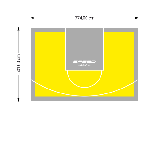 41M2/531X774CM ŻÓŁTO-SZARE BOISKO DO KOSZYKÓWKI SPEEDSPORT HEXA POWER PRO