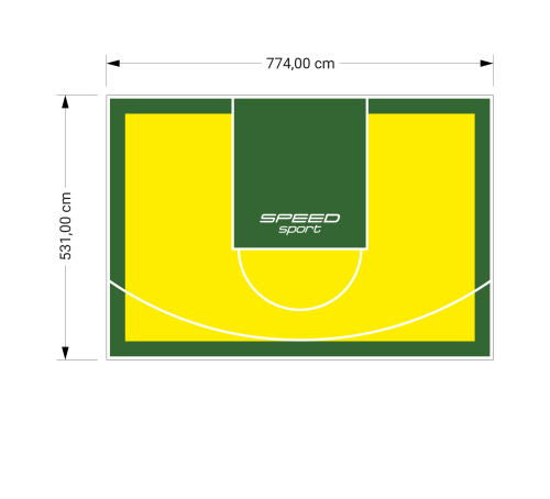 41M2/531X774CM ŻÓŁTO-ZIELONE BOISKO DO KOSZYKÓWKI SPEEDSPORT HEXA POWER PRO