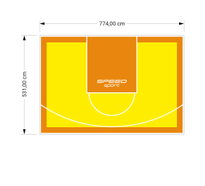 41M2/531X774CM ŻÓŁTO-POMARAŃCZOWE BOISKO DO KOSZYKÓWKI SPEEDSPORT HEXA POWER PRO