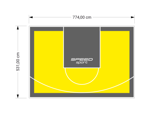 41M2/531X774CM ŻÓŁTO-GRAFITOWE BOISKO DO KOSZYKÓWKI SPEEDSPORT HEXA POWER PRO